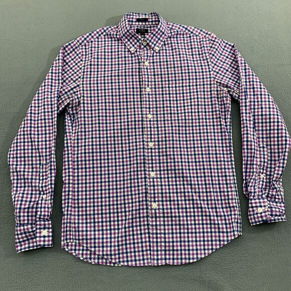 J.Crew Mens Button Down Casual Shirt Small Multicolor Plaid Flex Washed Slim Fit - Picture 1 of 16